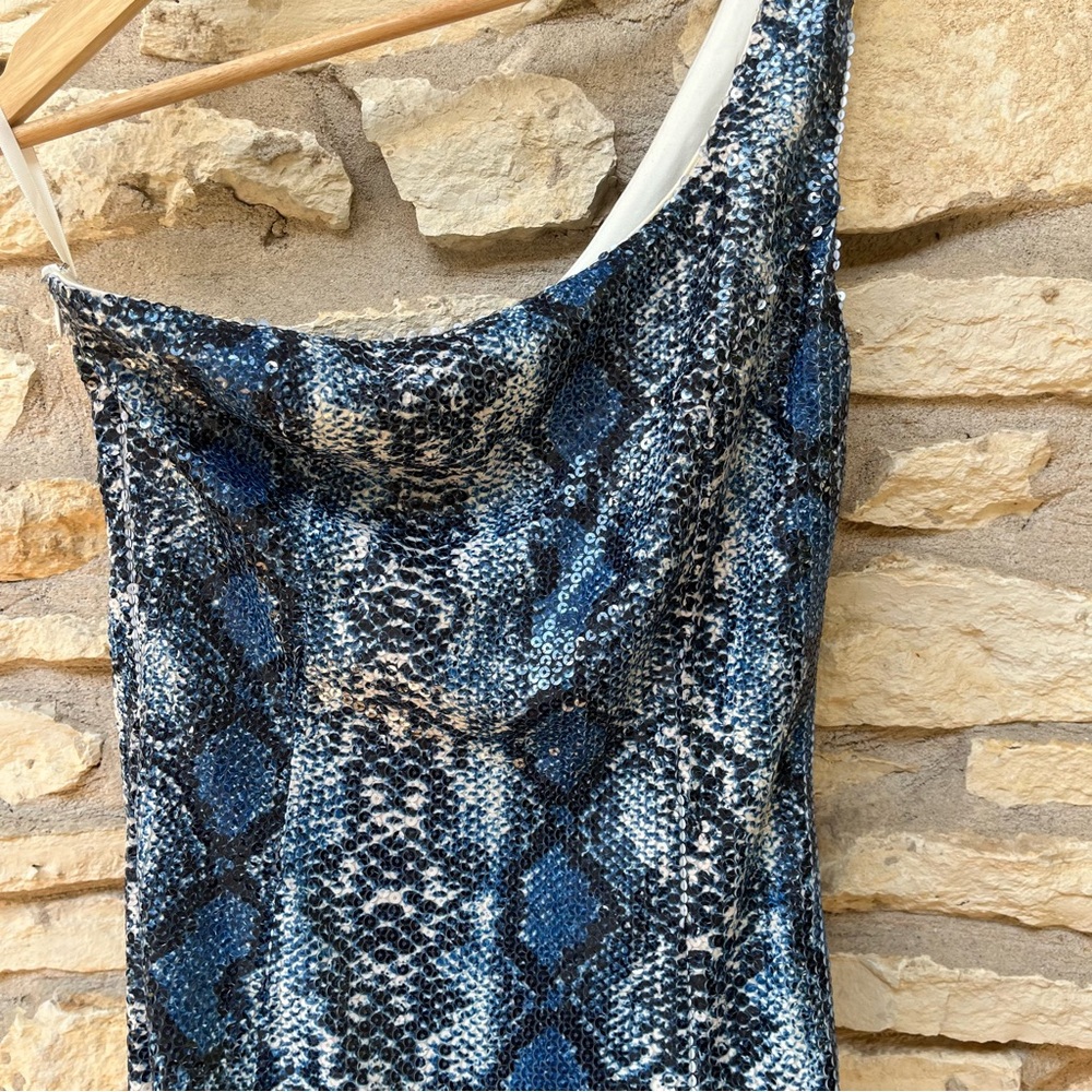 Revolve Superdown Blue Silver Snakeskin Sequin Re… - image 7
